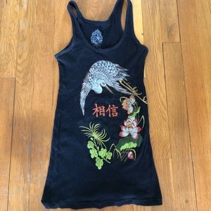 Japanese Graphic Black Tank Top